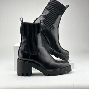 Zara‎ black pull on chunky army boot size 37